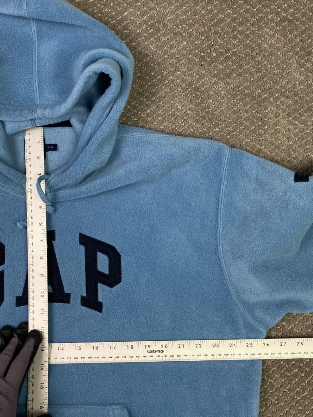 Vintage Y2K GAP Fleece Hoodie Mens XL Light Blue Pullover - Picture 11 of 16